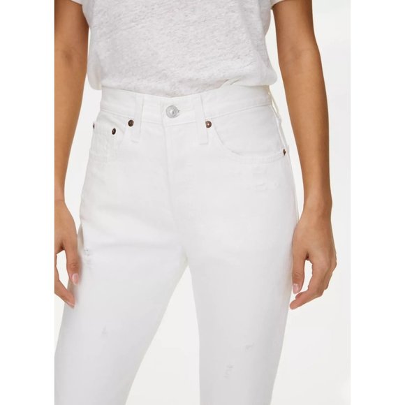Levi's Premium 501 Skinny Distressed High-Waisted Jean W26 L28 White - Picture 4 of 7